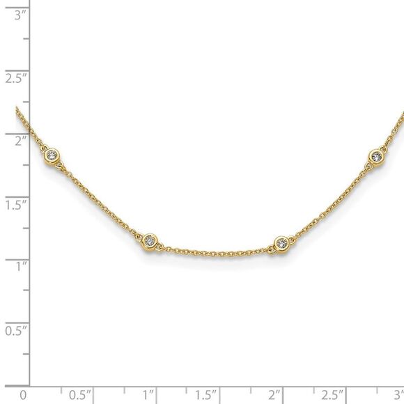 14k Yellow Gold Diamond Station Cable Necklace - Picture 4 of 4